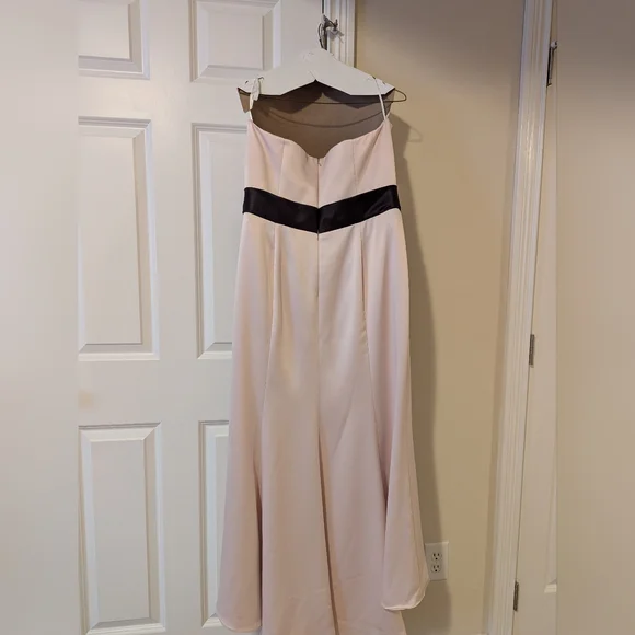David's Bridal Sleeveless Dress with Jacket/Shrug; Size 14; Pink w/Brown accents - Picture 6 of 11